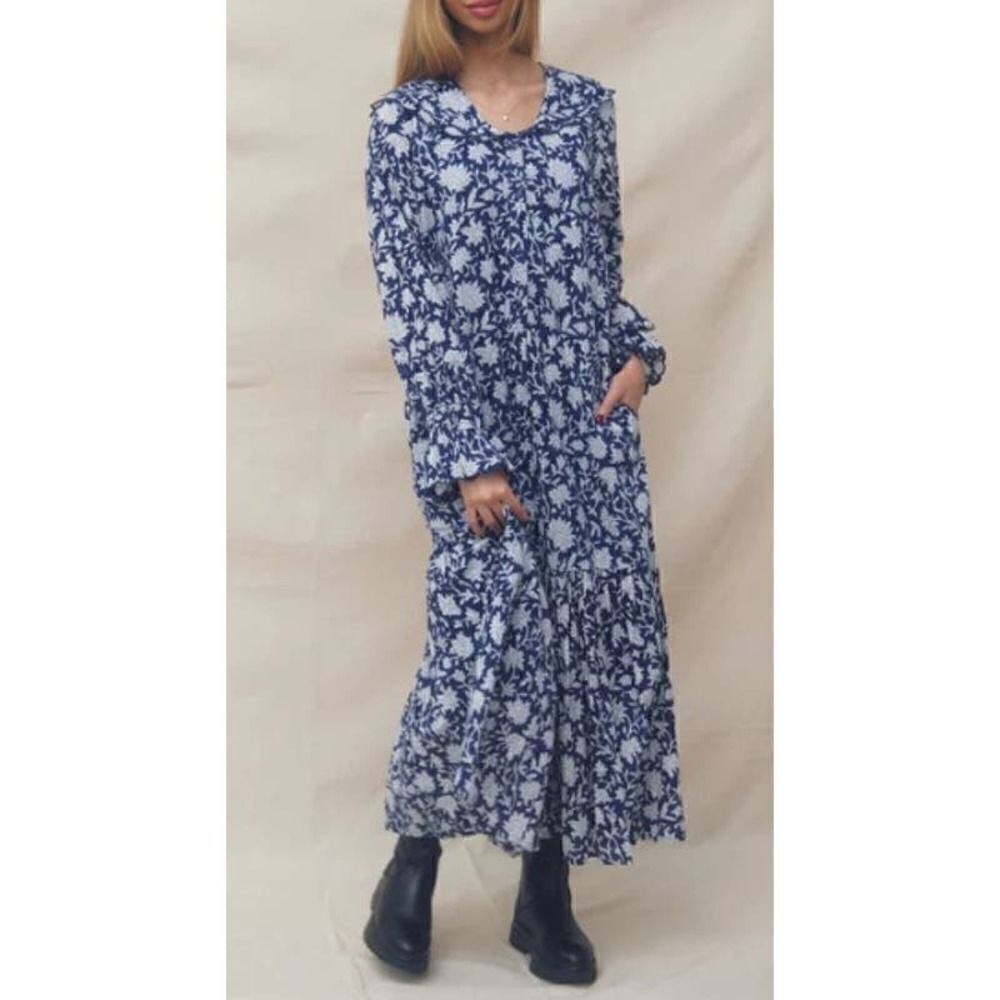 Ophelia & Indigo Navy Floral Tilly Maxi Dress NWT Sz. M